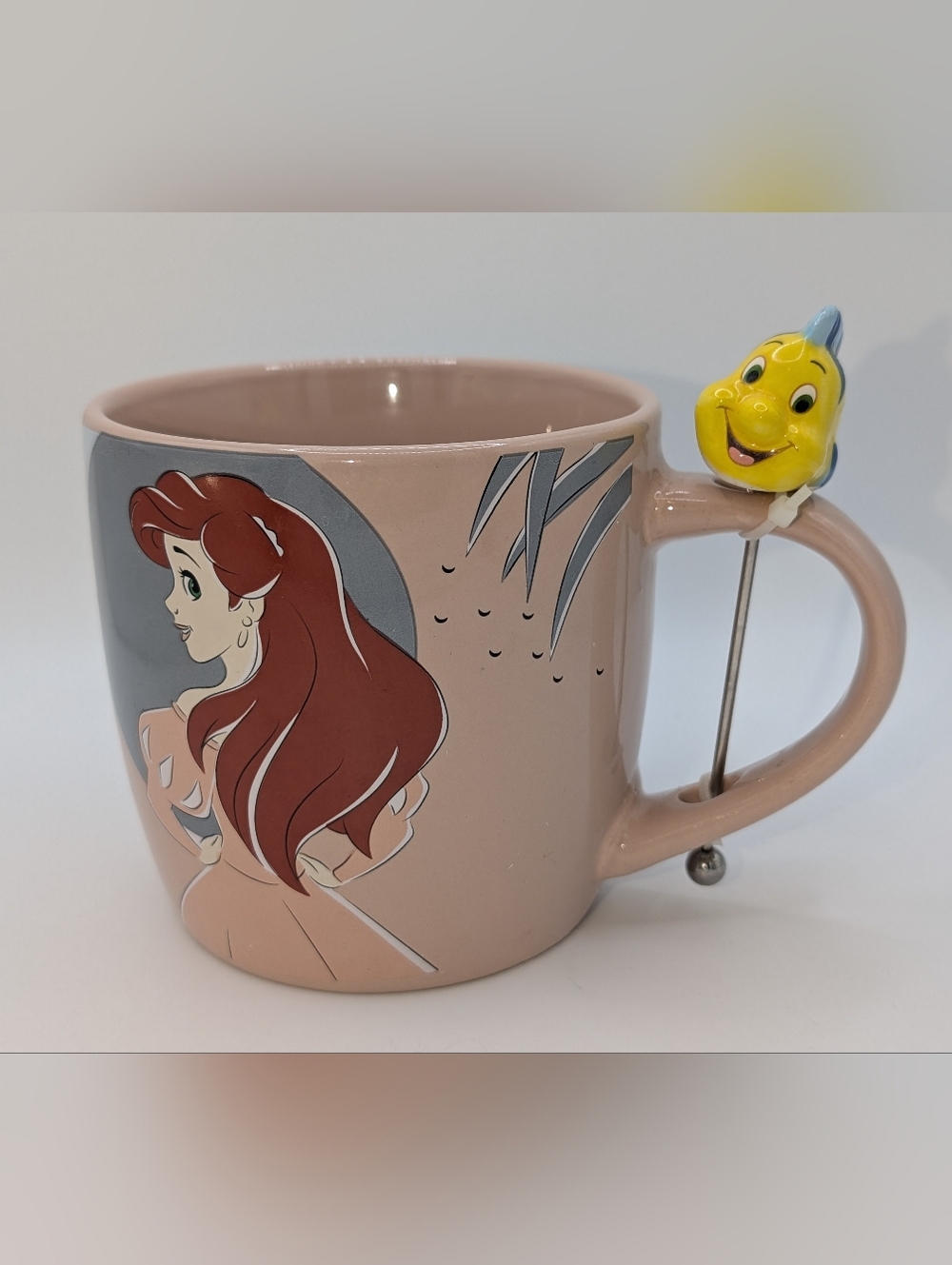 NEW Zrike Disney The Little Mermaid Ariel Mug w/ Flounder Stirrer